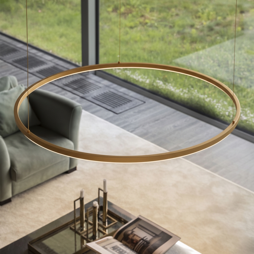 Ідеал Люкс - ЛЕД-люстра на тросі ОРАКЛ СЛІМ, ЛЕД 37 Вт, 230 В, 4000 К, індекс передачі кольору 90, діам. 70 см, золотиста