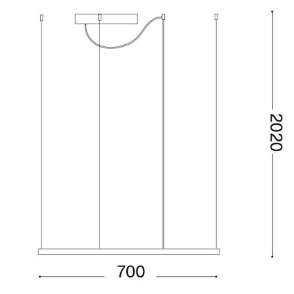 Ideal Lux - LED люстра на тросі ORACLE SLIM LED/44W/230V 3000K CRI 90 70x70 см чорна