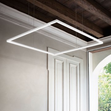 Ideal Lux - LED люстра на тросі ORACLE SLIM LED/53W/230V 3000K CRI 90 90x90 см біла