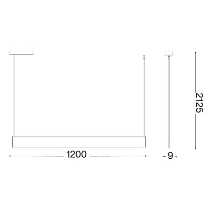 Ideal Lux - LED-люстра на тросі STEEL LED/24W/230V 3000K CRI 90 120 cm чорний