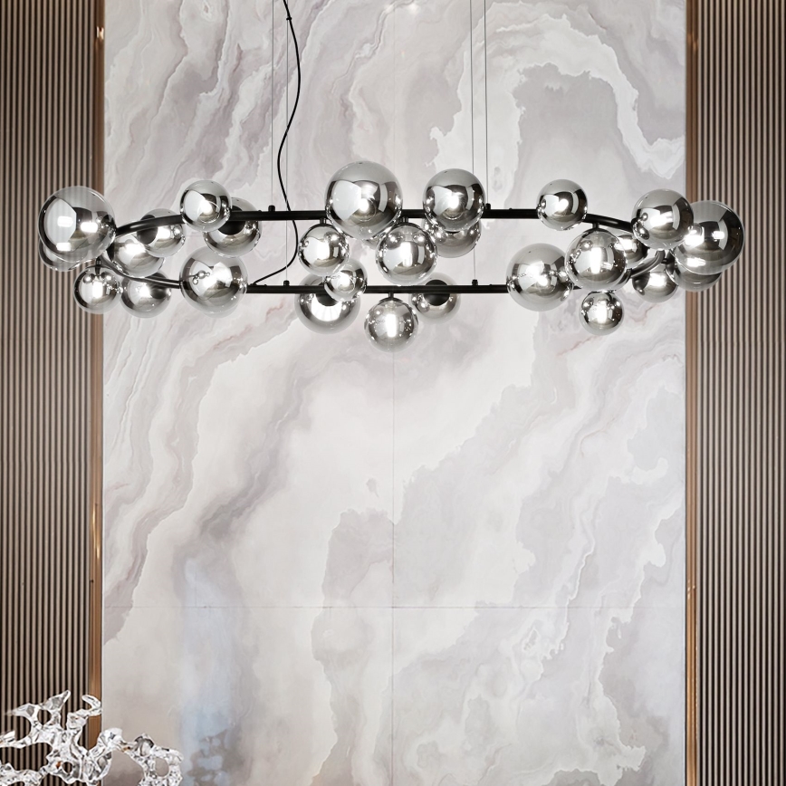 Ideal Lux - LED люстра на тросе PERLAGE 30xG9/3W/230V 143 см чёрный/дымчатый чёрный