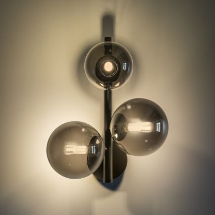 Ideal Lux - Світлодіодний настінний світильник PERLAGE 3xG9/3W/230V чорний/димчастий чорний
