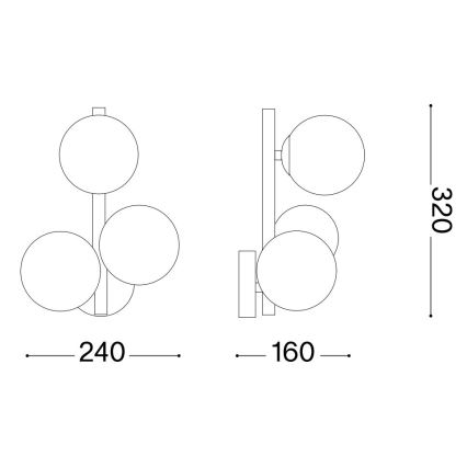 Ideal Lux - LED настінний світильник PERLAGE 3xG9/3W/230V золотий/димчасто-бежевий
