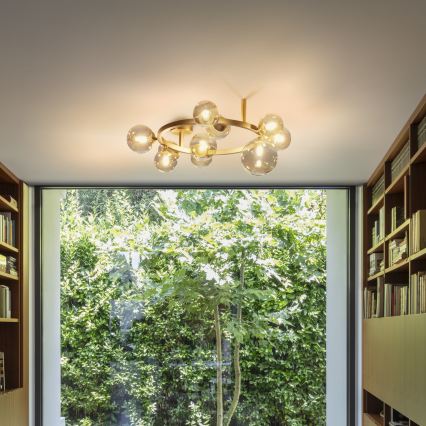 Ideal Lux - LED накладна люстра PERLAGE 10xG9/3W/230V діам. 70 см золота/димчасто-бежева