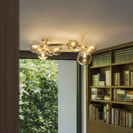 Ideal Lux - LED накладна люстра PERLAGE 10xG9/3W/230V діам. 70 см золота/димчасто-бежева