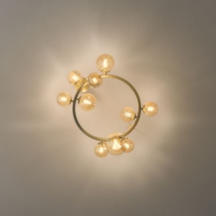 Ideal Lux - LED накладна люстра PERLAGE 10xG9/3W/230V діам. 70 см золота/димчасто-бежева