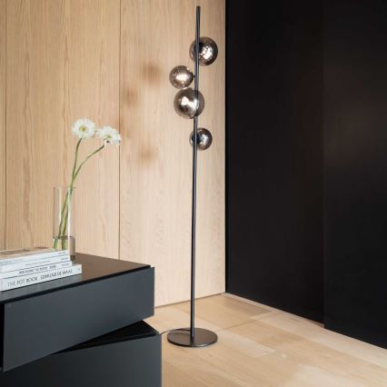 Ideal Lux - LED торшер PERLAGE 4xG9/3W/230V чорний/димчасто-чорний