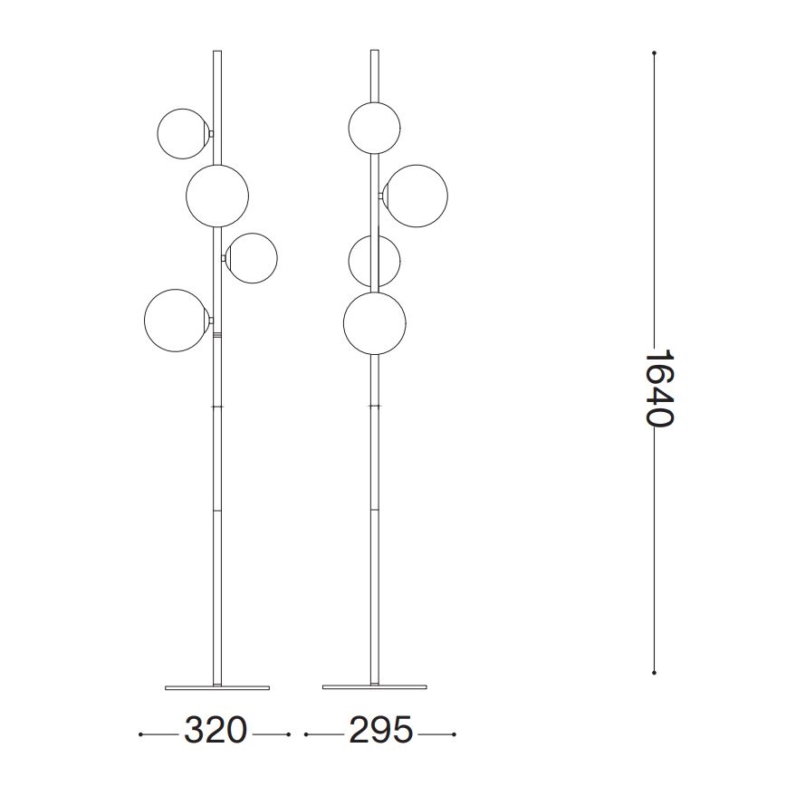 Ideal Lux - LED підлогова лампа PERLAGE 4xG9/3W/230V золота/димчасто-бежева