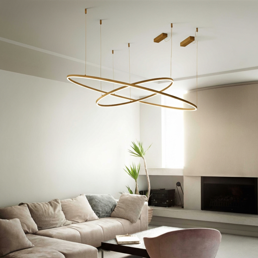 Ideal Lux - LED-люстра на тросе ORACLE SLIM LED/37W/230V 3000K CRI 90 Ø 70 см золотая