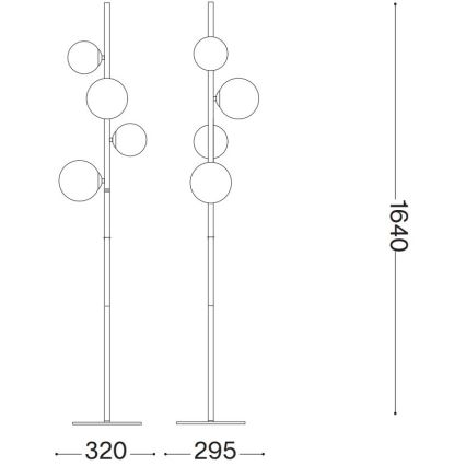Ideal Lux - LED торшер PERLAGE 4xG9/3W/230V чёрный/дымчатый