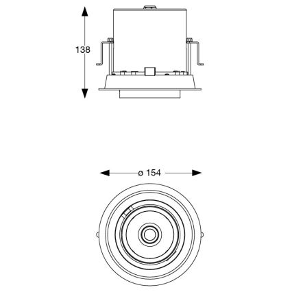 Ідеал Люкс - світлодіодний вбудований точковий світильник НОВА ЛЕД/20 Вт/230 В 4000 К СРІ 90 діаметр 15,4 см чорний