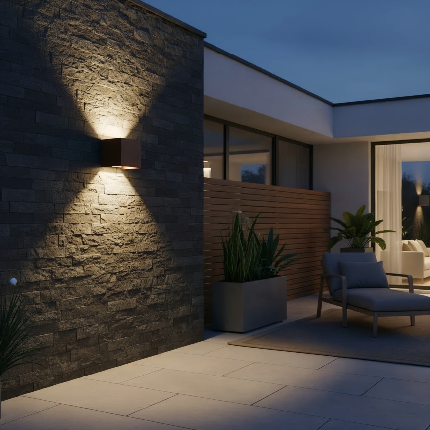 Ideal Lux - LED зовнішній настінний світильник ATOM LED/12W/230V CRI 90 IP54 коричневий