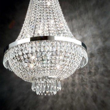 Ideal Lux - LED Кришталева люстра на ланцюгу CAESAR 9xG9/3W/230V діаметр 45 см глянцевий хром
