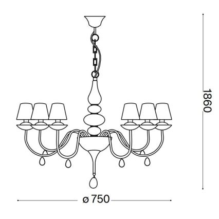 Ideal Lux - Люстра на цепи BLANCHE 6xE14/40W/230V диаметр 75 см белый