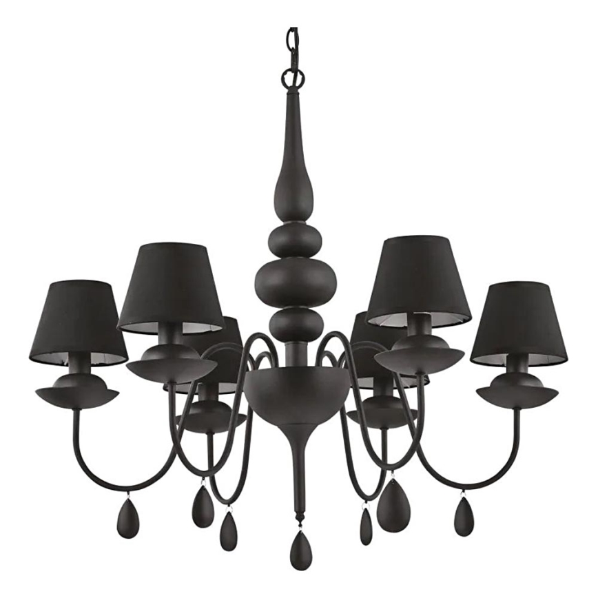 Ideal Lux - Люстра на цепи BLANCHE 6xE14/4W/230V диаметр 75 см черный