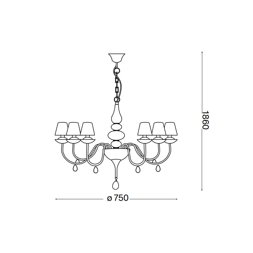 Ideal Lux - Люстра на цепи BLANCHE 6xE14/4W/230V диаметр 75 см черный