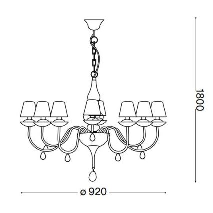 Ideal Lux - Люстра на цепи BLANCHE 8xE14/40W/230V диаметр 92 см черный