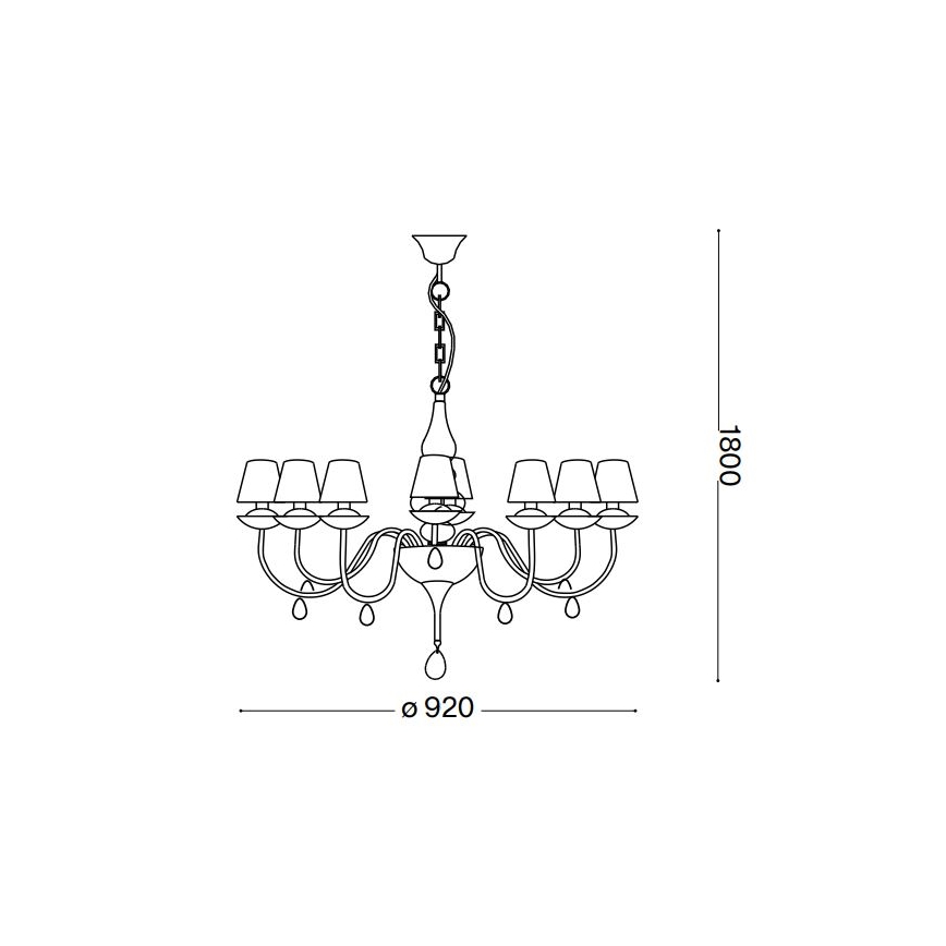 Ideal Lux - Люстра на цепи BLANCHE 8xE14/40W/230V диаметр 92 см черный