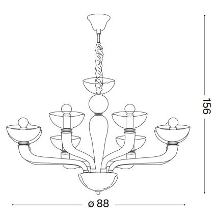 Ideal Lux - Люстра на цепи CASANOVA 8xE14/40W/230V диаметр 88 см серый
