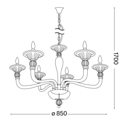 Ideal Lux - Люстра на цепи DANIELI 6xE14/40W/230V диаметр 85 см латунь