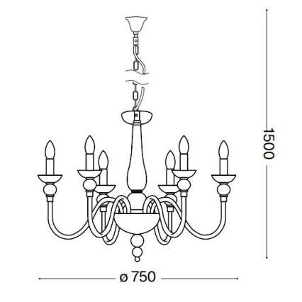 Ideal Lux - Люстра на цепи DOGE 6xE14/40W/230V диаметр 75 см блестящий хром