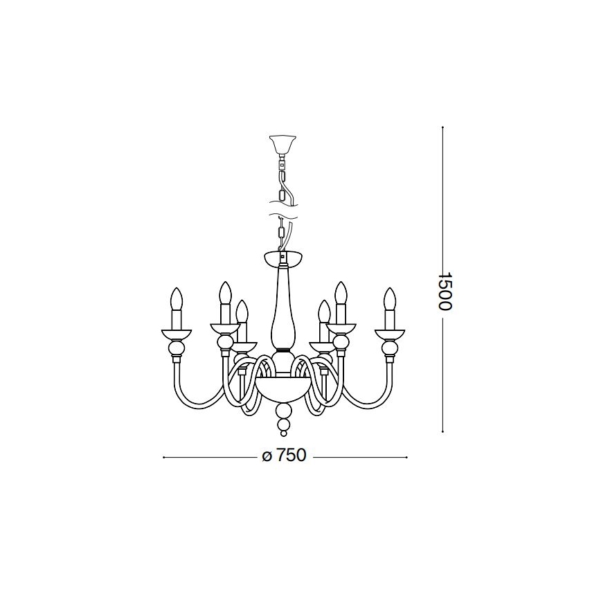 Ideal Lux - Люстра на цепи DOGE 6xE14/40W/230V диаметр 75 см блестящий хром