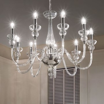 Ideal Lux - Люстра на цепи DOGE 9xE14/40W/230V диаметр 75 см блестящий хром