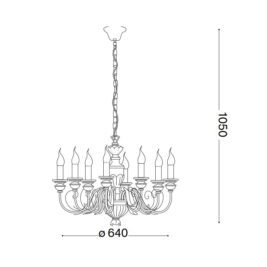 Ideal Lux - Люстра на цепи FIRENZE 8xE14/40W/230V диаметр 64 см белый/золотистый
