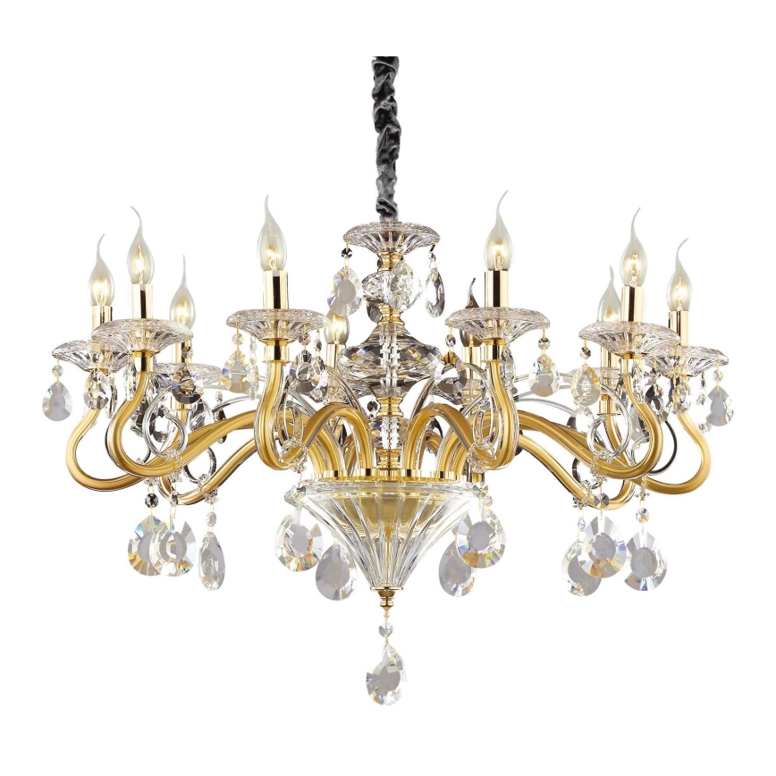 Ideal Lux - Хрустальная люстра на цепи NEGRESCO 10xE14/28W/230V диаметр 85 см золотистый