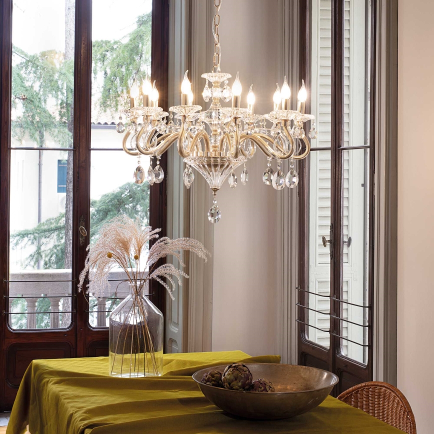 Ideal Lux - Хрустальная люстра на цепи NEGRESCO 10xE14/28W/230V диаметр 85 см золотистый