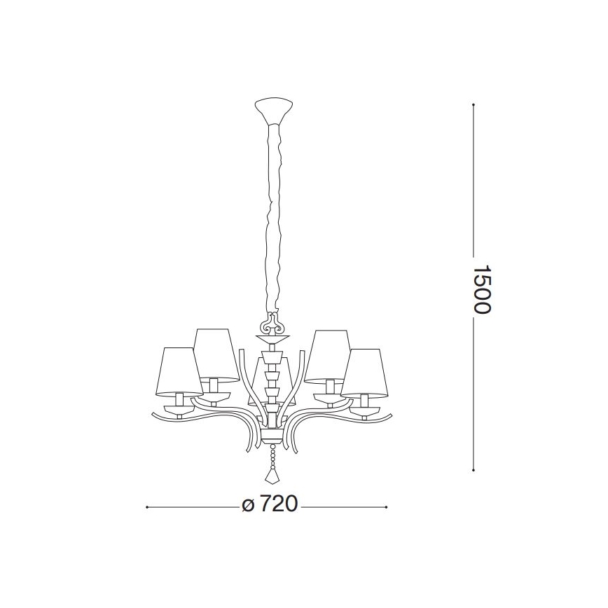 Ideal Lux - Хрустальная люстра на цепи PEGASO 5xE14/28W/230V диаметр 72 см золотистый