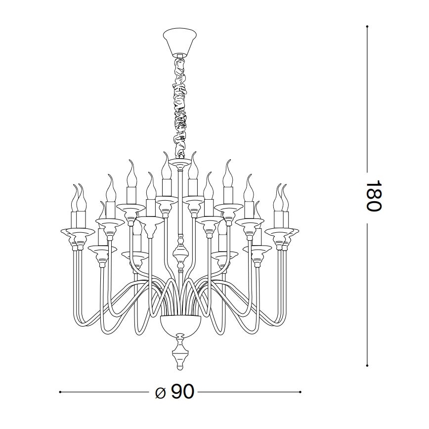 Ideal Lux - Люстра на ланцюгу ARTU 16xE14/40W/230V діаметр 90 см глянцевий хром