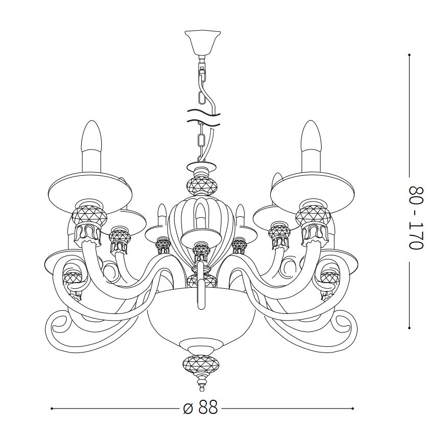 Ideal Lux - Люстра на ланцюгу BARONET 15xE14/40W/230V діаметр 88 см червоний