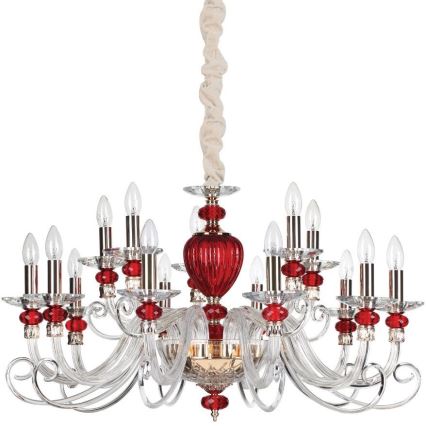Ideal Lux - Люстра на ланцюгу BARONET 15xE14/40W/230V діаметр 88 см червоний