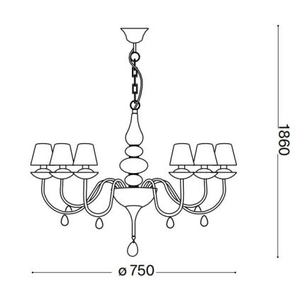 Ideal Lux - Люстра на ланцюгу BLANCHE 6xE14/4W/230V діаметр 75 см чорний