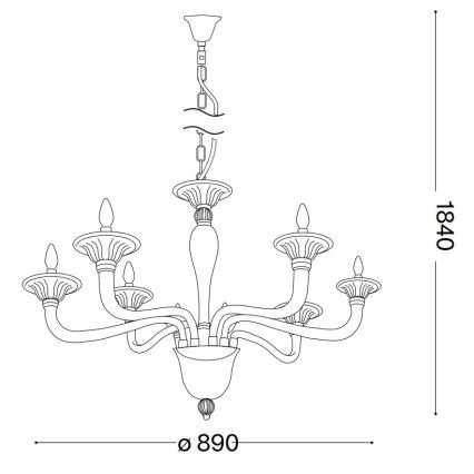 Ideal Lux - Люстра на ланцюгу BRIGITTA 8xE14/40W/230V діаметр 89 см латунь