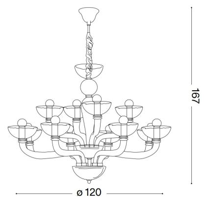 Ideal Lux - Люстра на ланцюгу CASANOVA 16xE14/40W/230V діаметр 120 см сірий