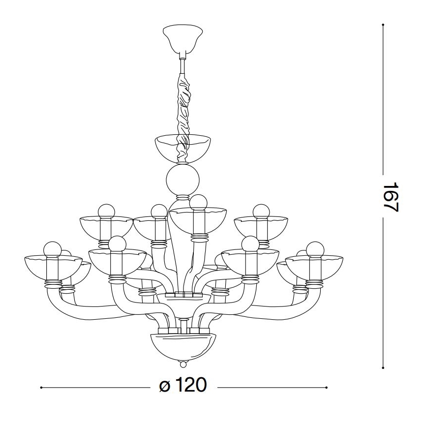 Ideal Lux - Люстра на ланцюгу CASANOVA 16xE14/40W/230V діаметр 120 см сірий