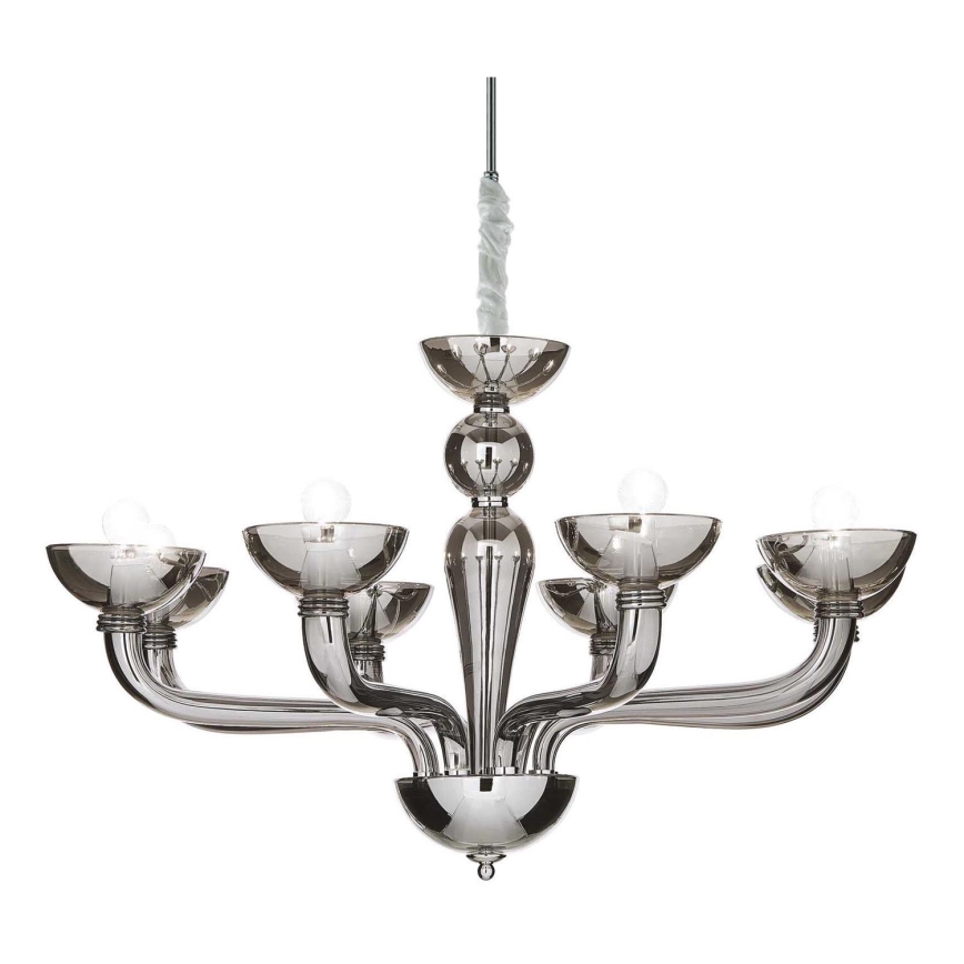 Ideal Lux - Люстра на ланцюгу CASANOVA 8xE14/40W/230V діаметр 88 см сірий
