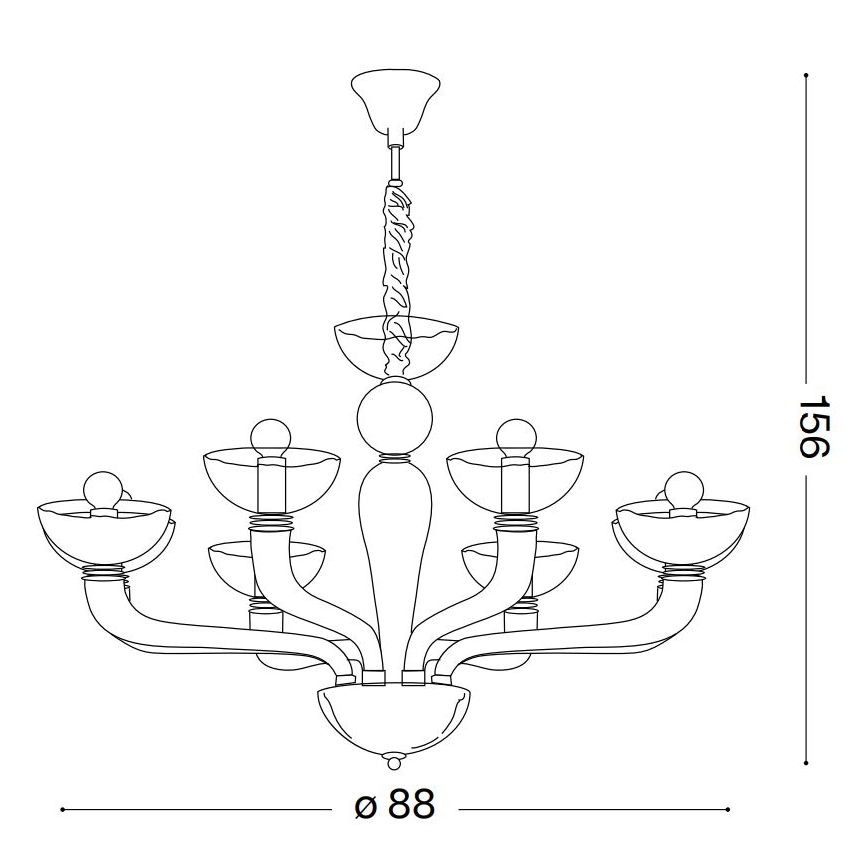 Ideal Lux - Люстра на ланцюгу CASANOVA 8xE14/40W/230V діаметр 88 см сірий