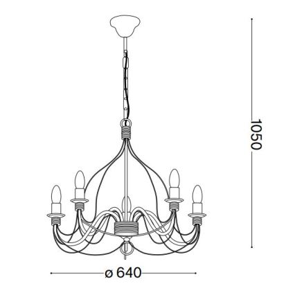 Ideal Lux - Люстра на ланцюгу CORTE 5xE14/40W/230V діаметр 54 см мідь