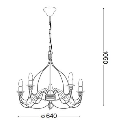 Ideal Lux - Люстра на ланцюгу CORTE 5xE14/40W/230V діаметр 54 см кремовий