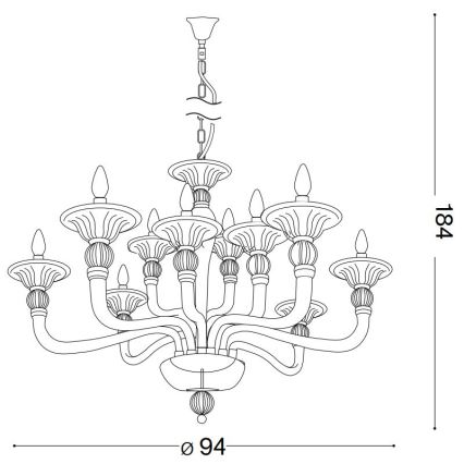 Ideal Lux - Люстра на ланцюгу DANIELI 12xE14/40W/230V діаметр 94 см латунь
