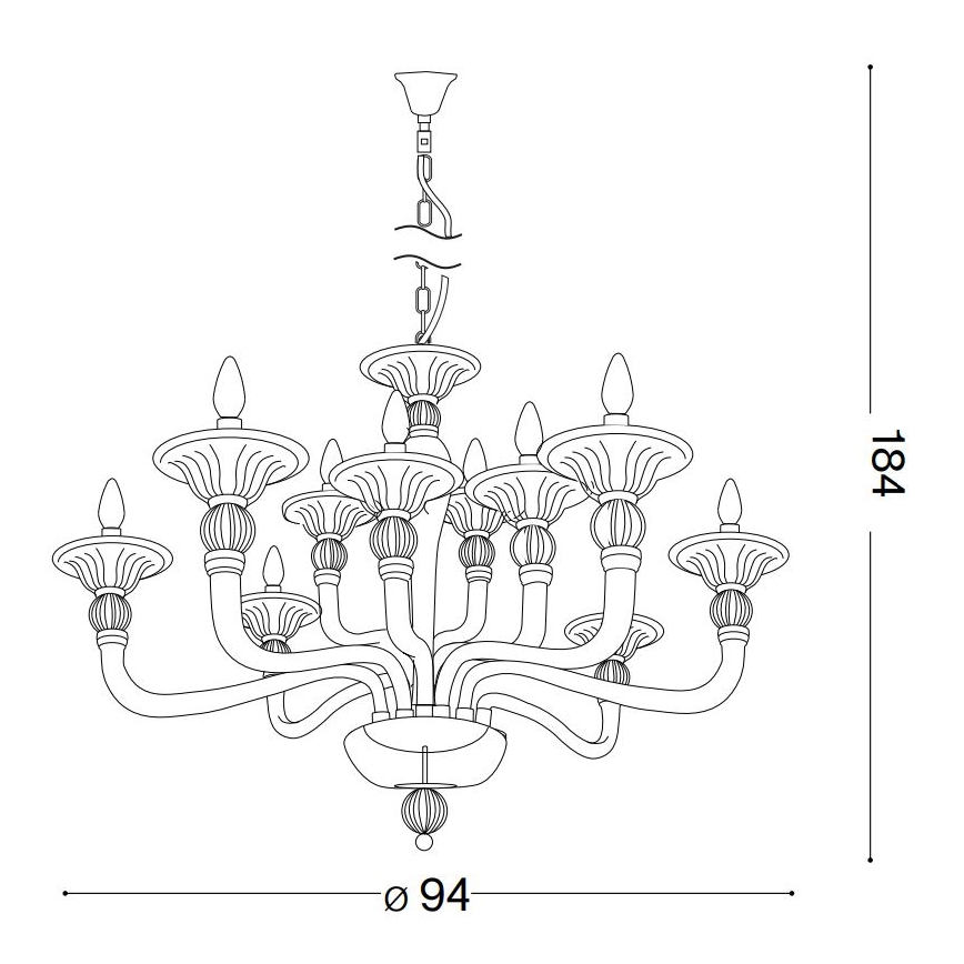 Ideal Lux - Люстра на ланцюгу DANIELI 12xE14/40W/230V діаметр 94 см латунь