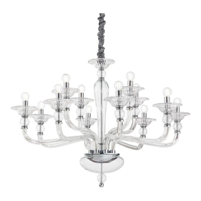 Ideal Lux - Люстра на ланцюгу DANIELI 12xE14/40W/230V діаметр 94 см прозорий