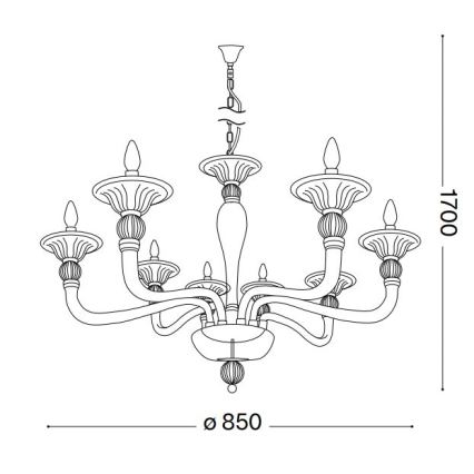 Ideal Lux - Люстра на ланцюгу DANIELI 8xE14/40W/230V діаметр 85 см латунь