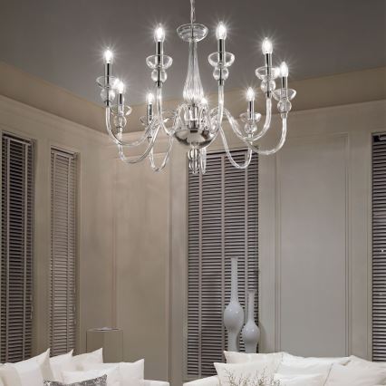 Ideal Lux - Люстра на ланцюгу DOGE 9xE14/40W/230V діаметр 75 см глянцевий хром