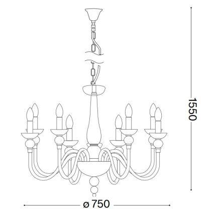 Ideal Lux - Люстра на ланцюгу DOGE 9xE14/40W/230V діаметр 75 см глянцевий хром