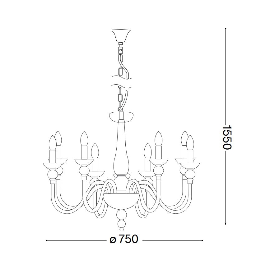 Ideal Lux - Люстра на ланцюгу DOGE 9xE14/40W/230V діаметр 75 см глянцевий хром