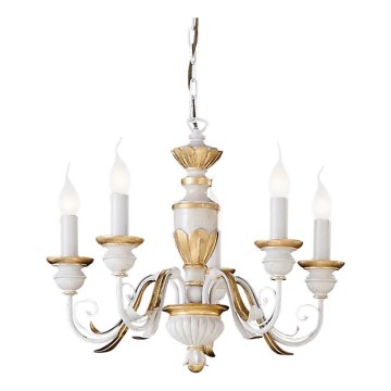 Ideal Lux - Люстра на ланцюгу FIRENZE 5xE14/40W/230V діаметр 55 см білий/золотий